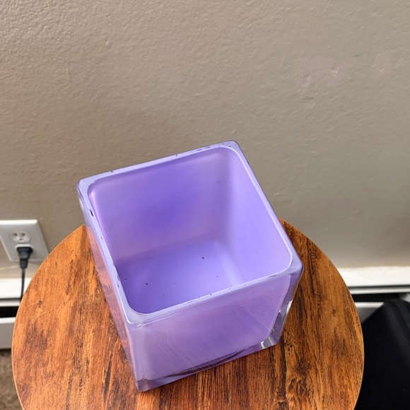 Lavender Telefor Vintage Frosted Glass Cube Vase - Picture 2 of 6